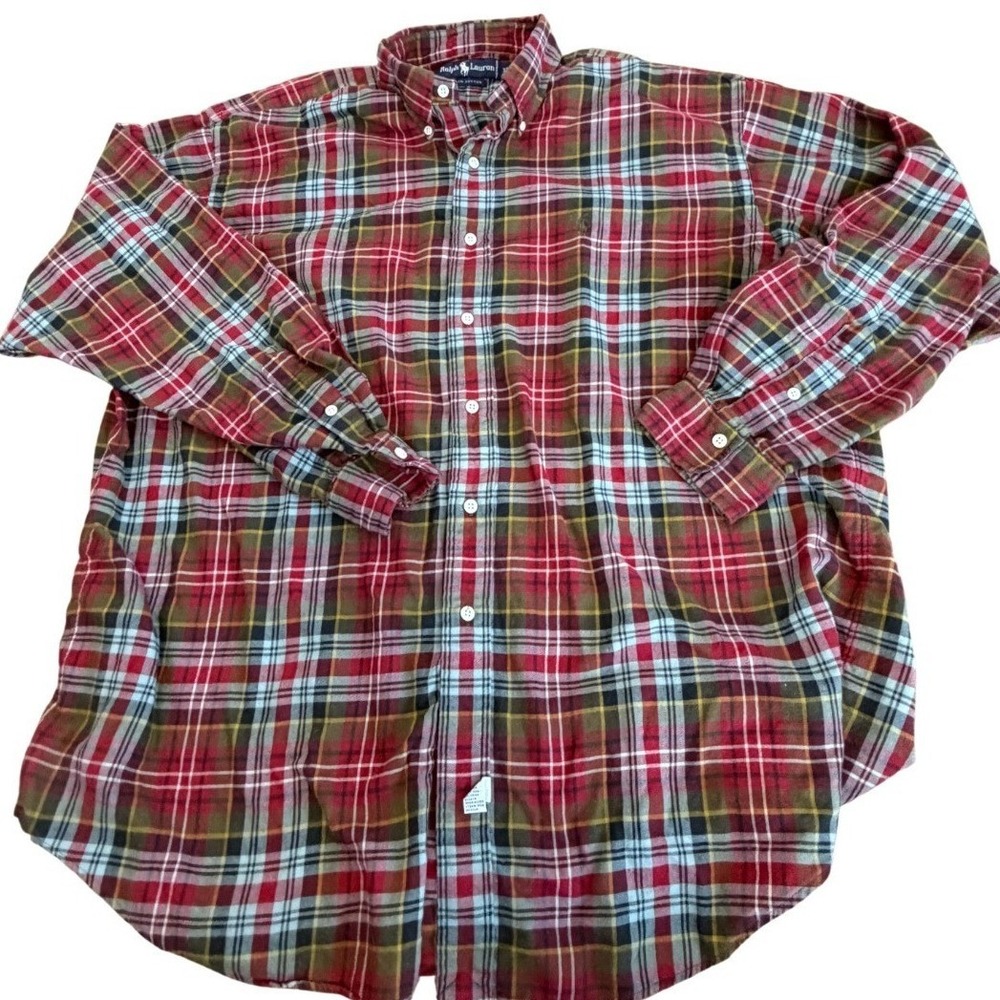 Ralph Lauren Plaid Button Down Shirt‎ Long Sleeve Men's XL